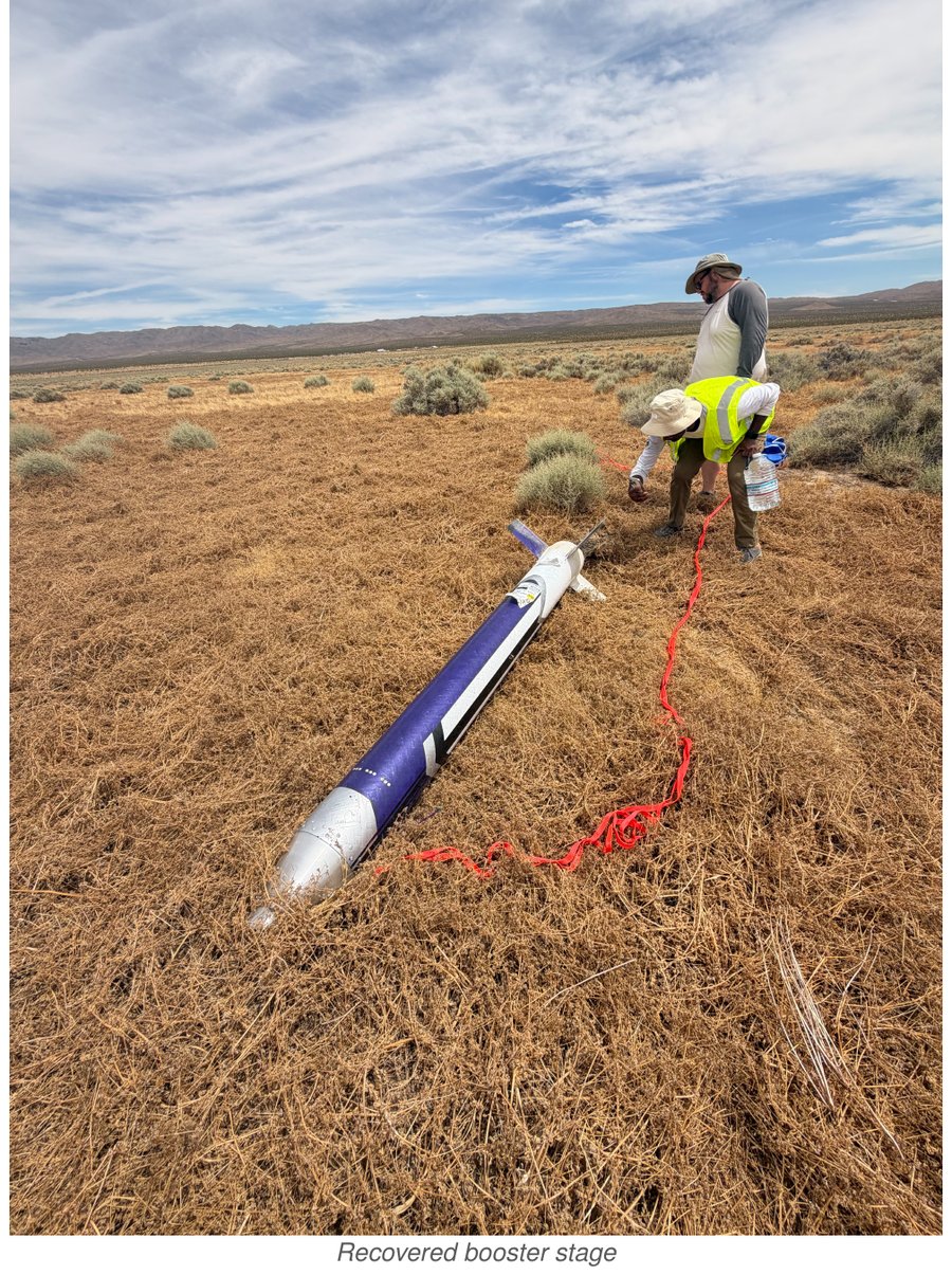 Recovered booster stage in the desert